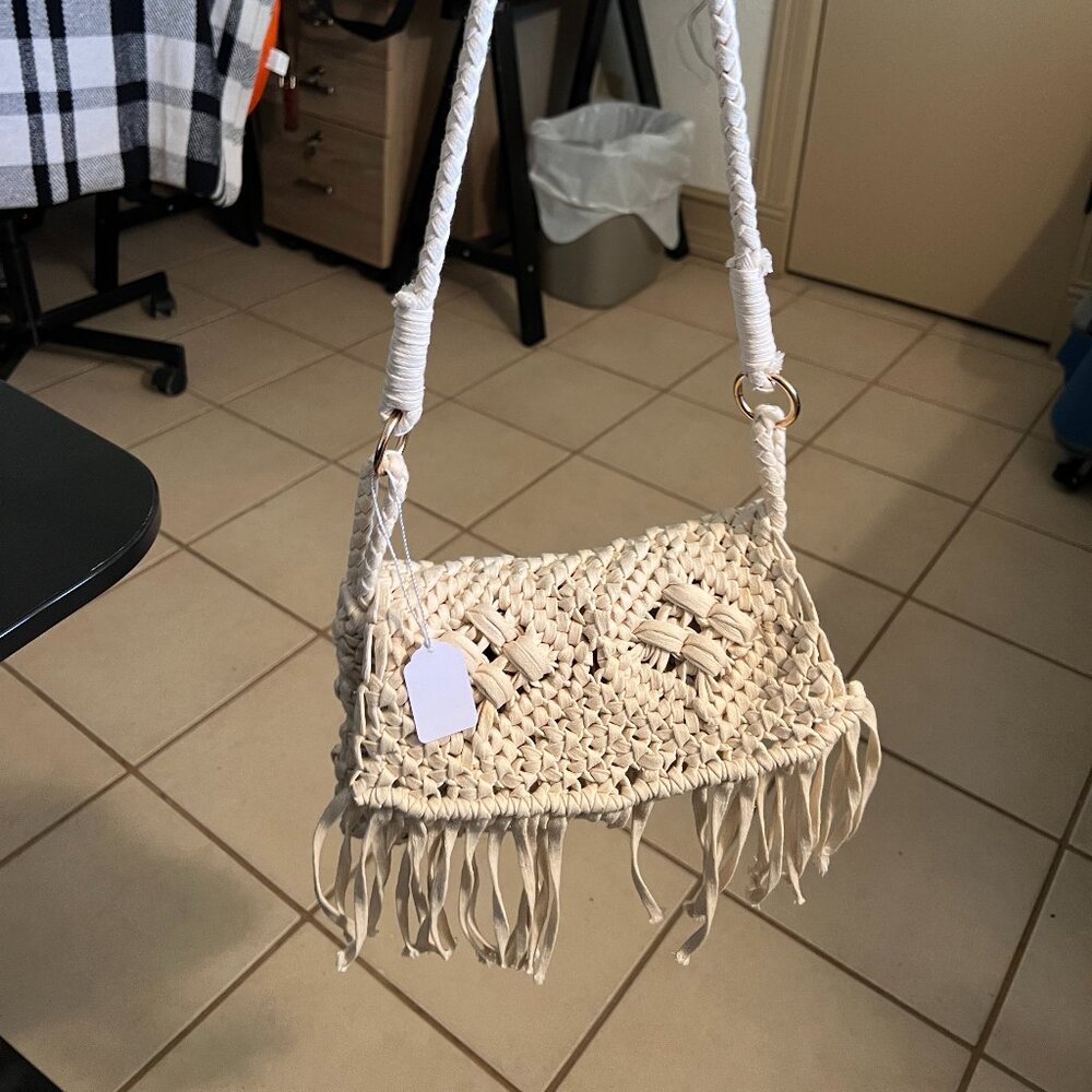 White Boho Crossbody Bag